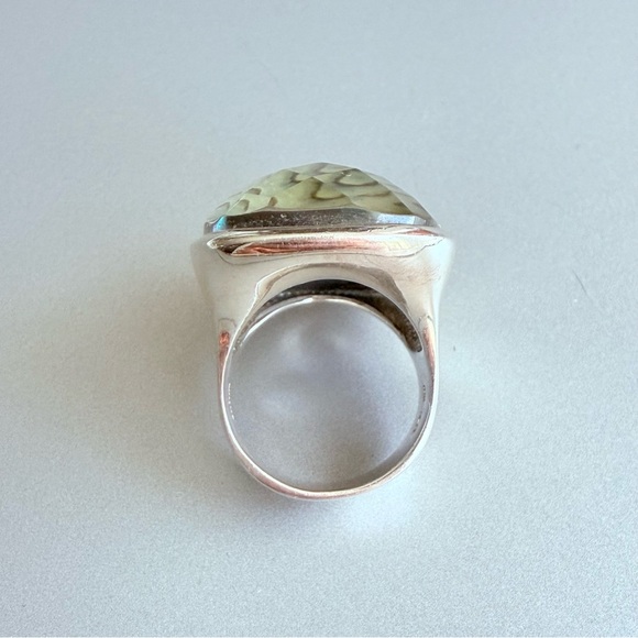 Abalone Shell Triplet Faceted Large Sterling Silver Cocktail Ring - Picture 8 of 11